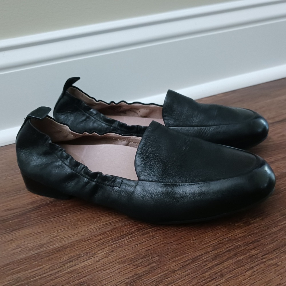 Abeo Jean Black Leather Ballet Flats B.I.O. System ABJ0309 Women 8N